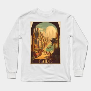 Cairo Egypt Streetscape Vintage Travel Art Poster Long Sleeve T-Shirt